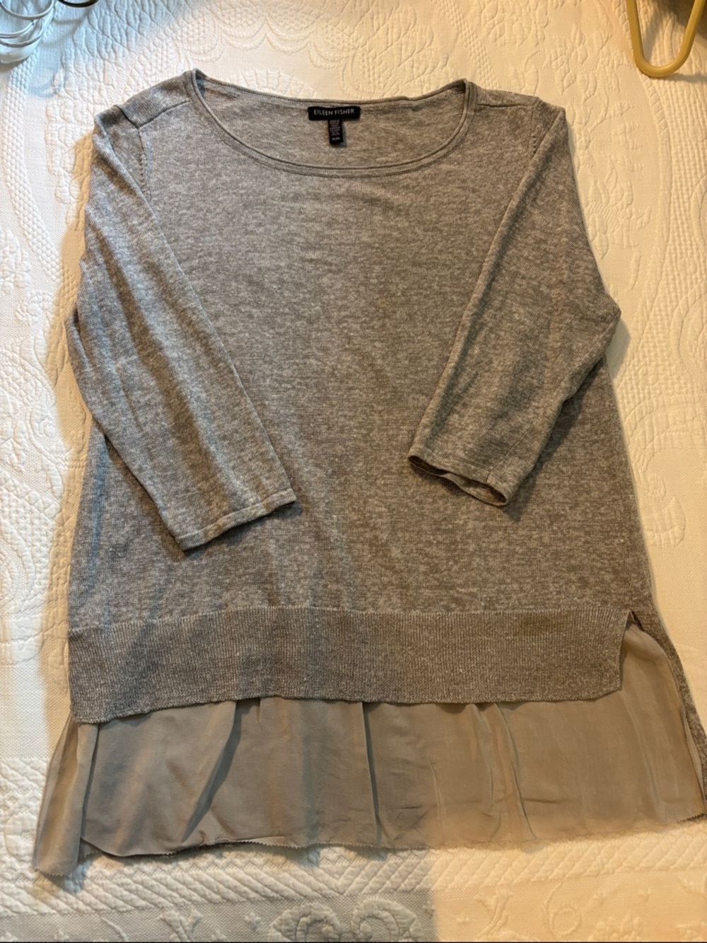 Eileen Fisher Lightweight Gray Linen Sweater